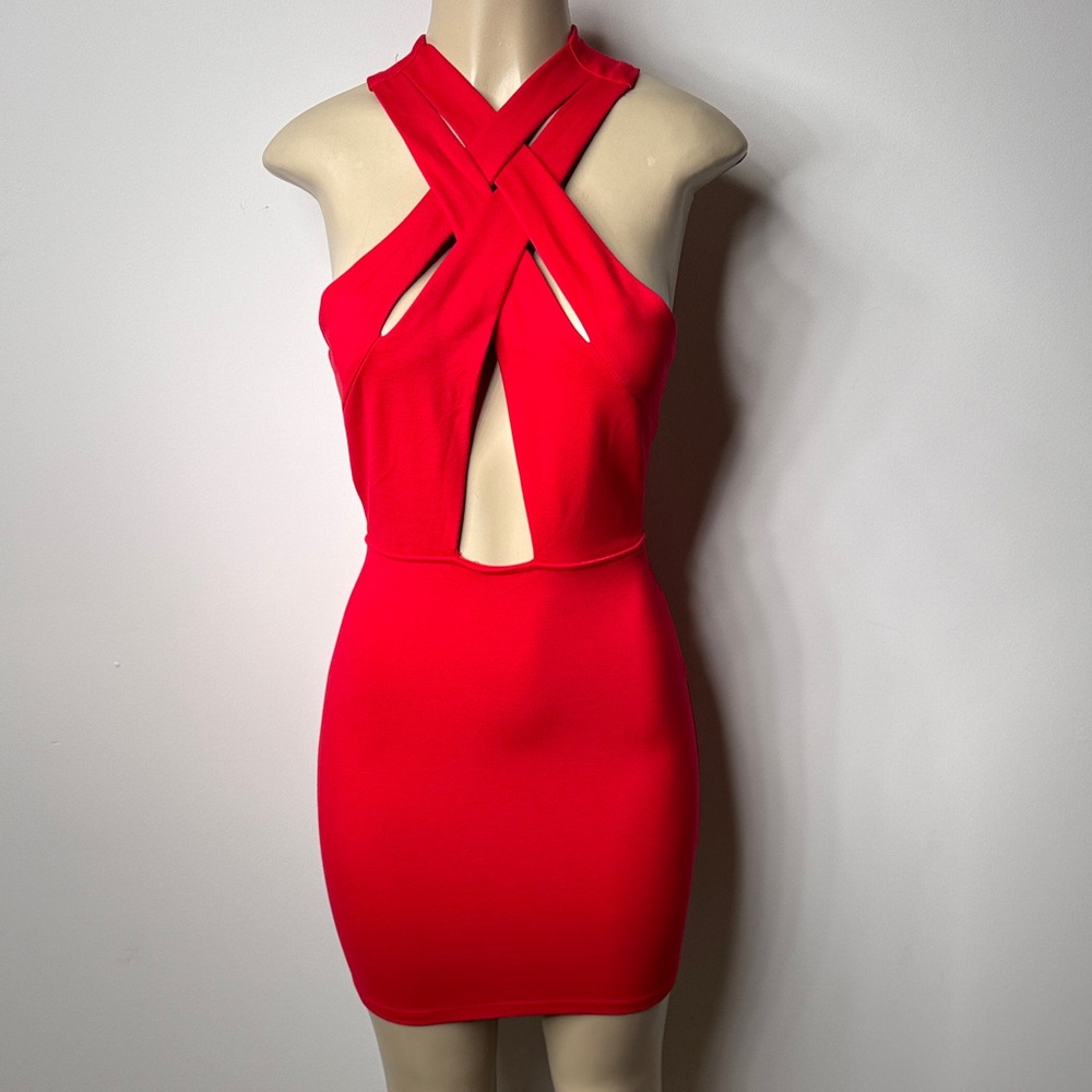 by the way. Red Crisscross Cutout Bodycon Mini Dress